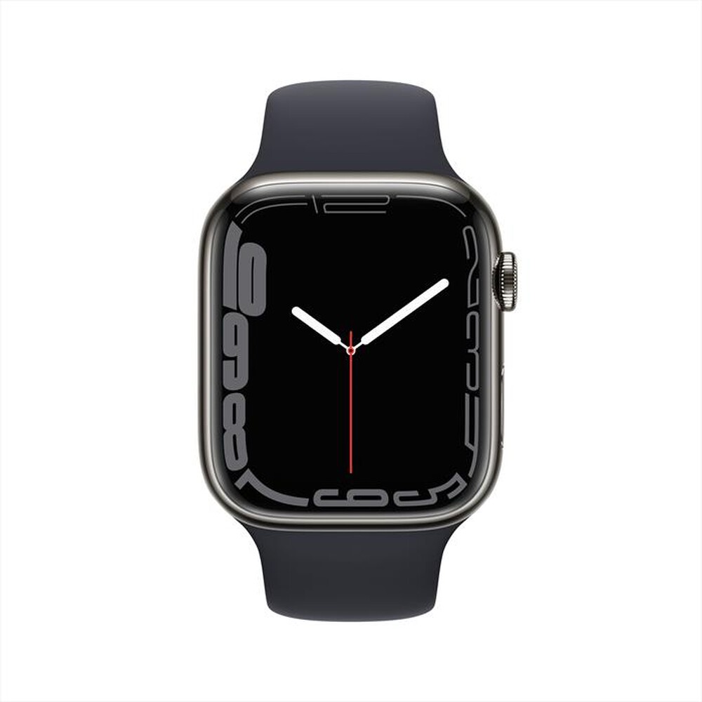 "APPLE - WATCH SERIES 7 GPS + CELLULAR 45MM IN ACCIAIO INOX-Grafite con Sport mezzanotte"