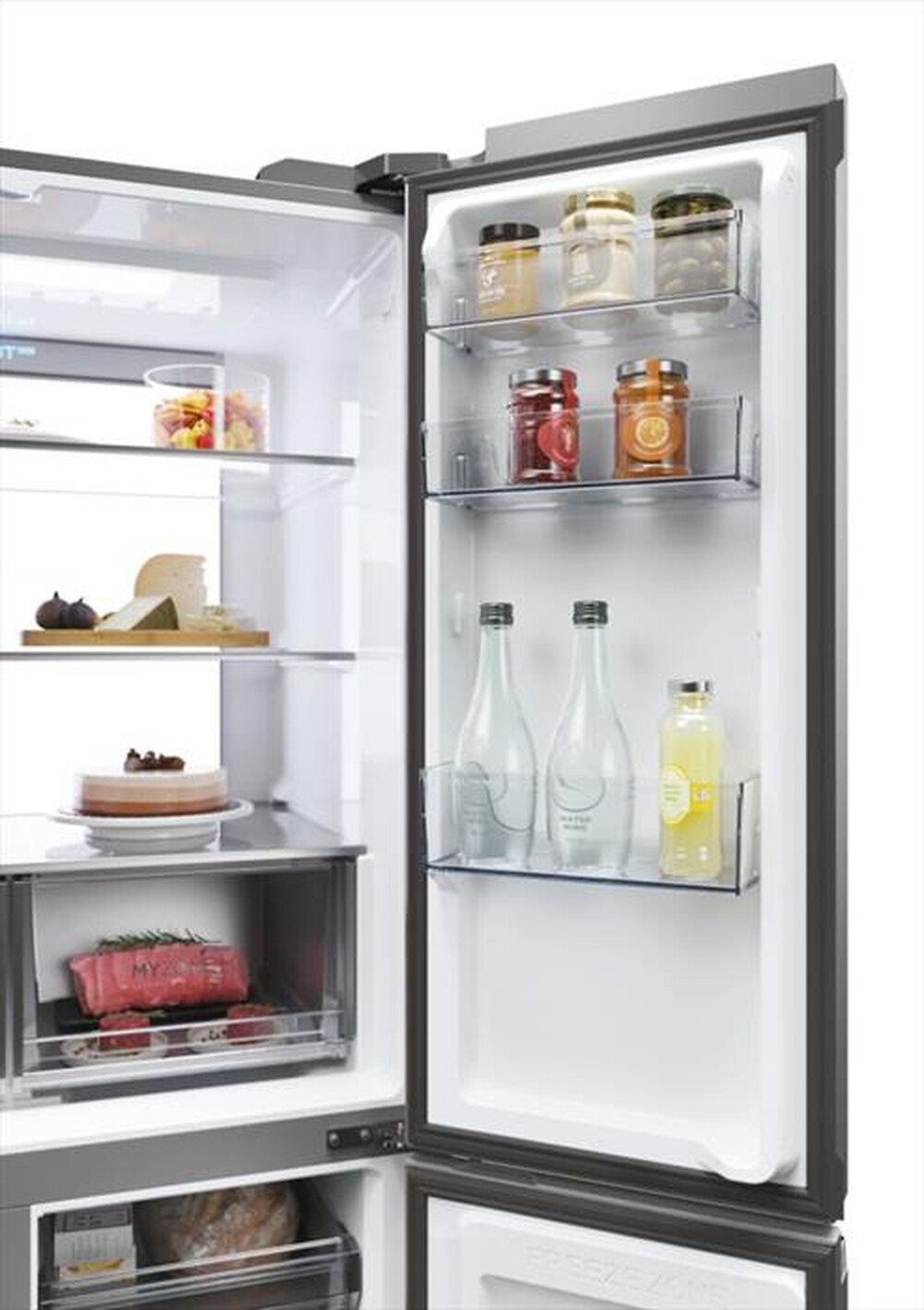 "HAIER - Frigorifero 4 porte HCR79F19ENMM Classe E 646 lt-Platino, Acciaio inossidabile"