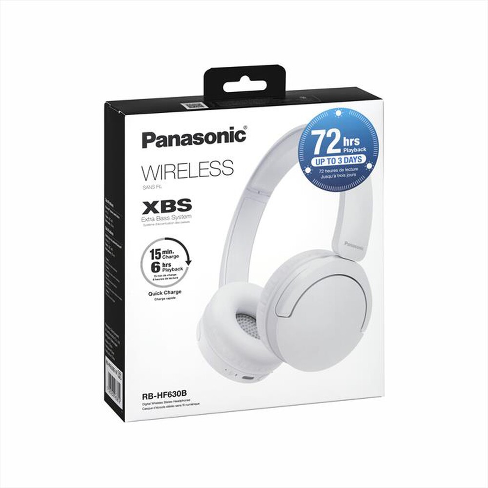 Immagine del prodotto PANASONIC - Cuffie a Padiglione Wireless RB-HF630BE-W, con mic-Bianco