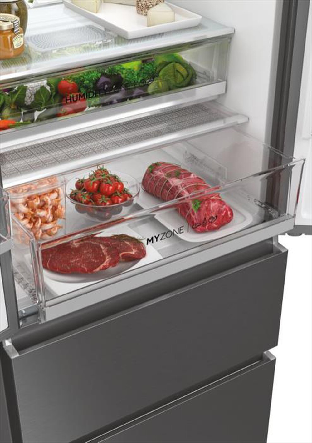 Immagine del prodotto HAIER - Frigorifero 4 porte HFR7720DWMP Classe D 477 lt-Platino, Stainless steel