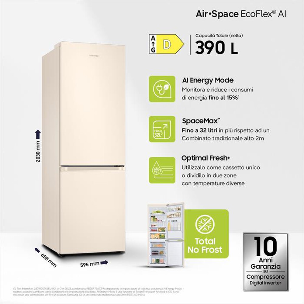 Immagine del prodotto SAMSUNG - Frigorifero combinato RB38C603DEL/EF ClasseD 390lt-SABBIA