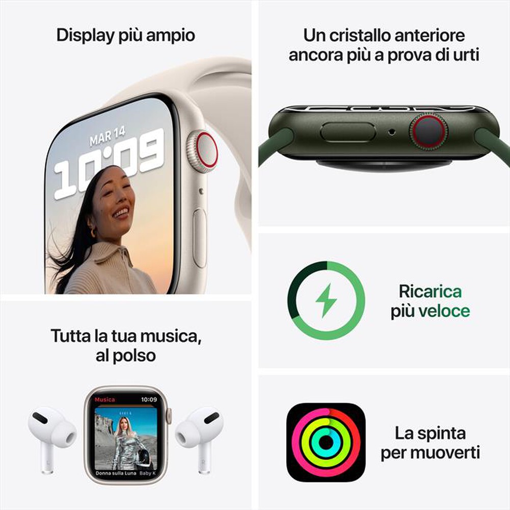 Immagine del prodotto APPLE - WATCH SERIES 7 GPS + CELLULAR 41MM IN ACCIAIO INOX-Oro Cinturino Sport Blu Abisso