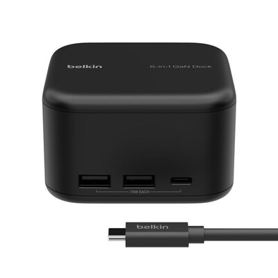 BELKIN - Caricatore da rete USB-C 6IN1 CORE GAN DOCK-Nero