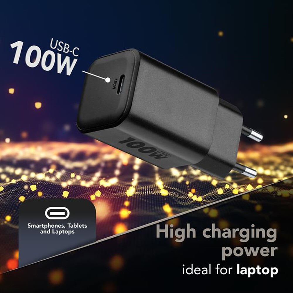 Immagine del prodotto CELLULARLINE - Caricabatterie da rete 100W ACH USB-C GAN+ 100W-Nero