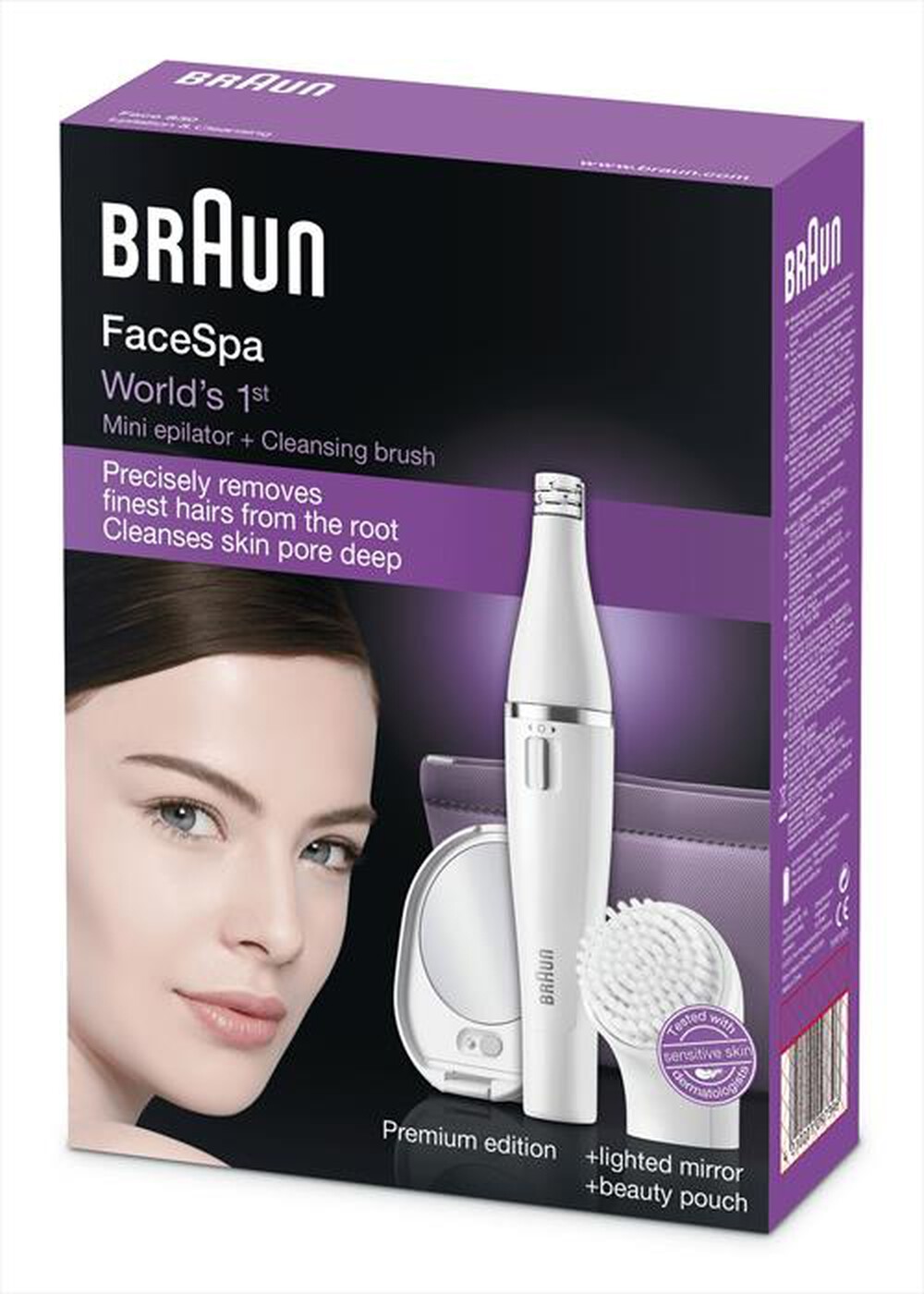 "BRAUN - Face 830  miniepilatore + spazzola viso-Bianco"