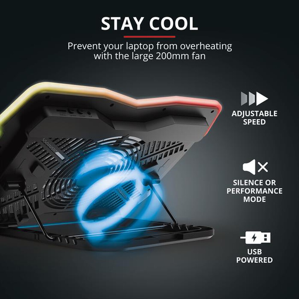 "TRUST - GXT1126 AURA LAPTOP COOLING STAND-Black/Illuminated"
