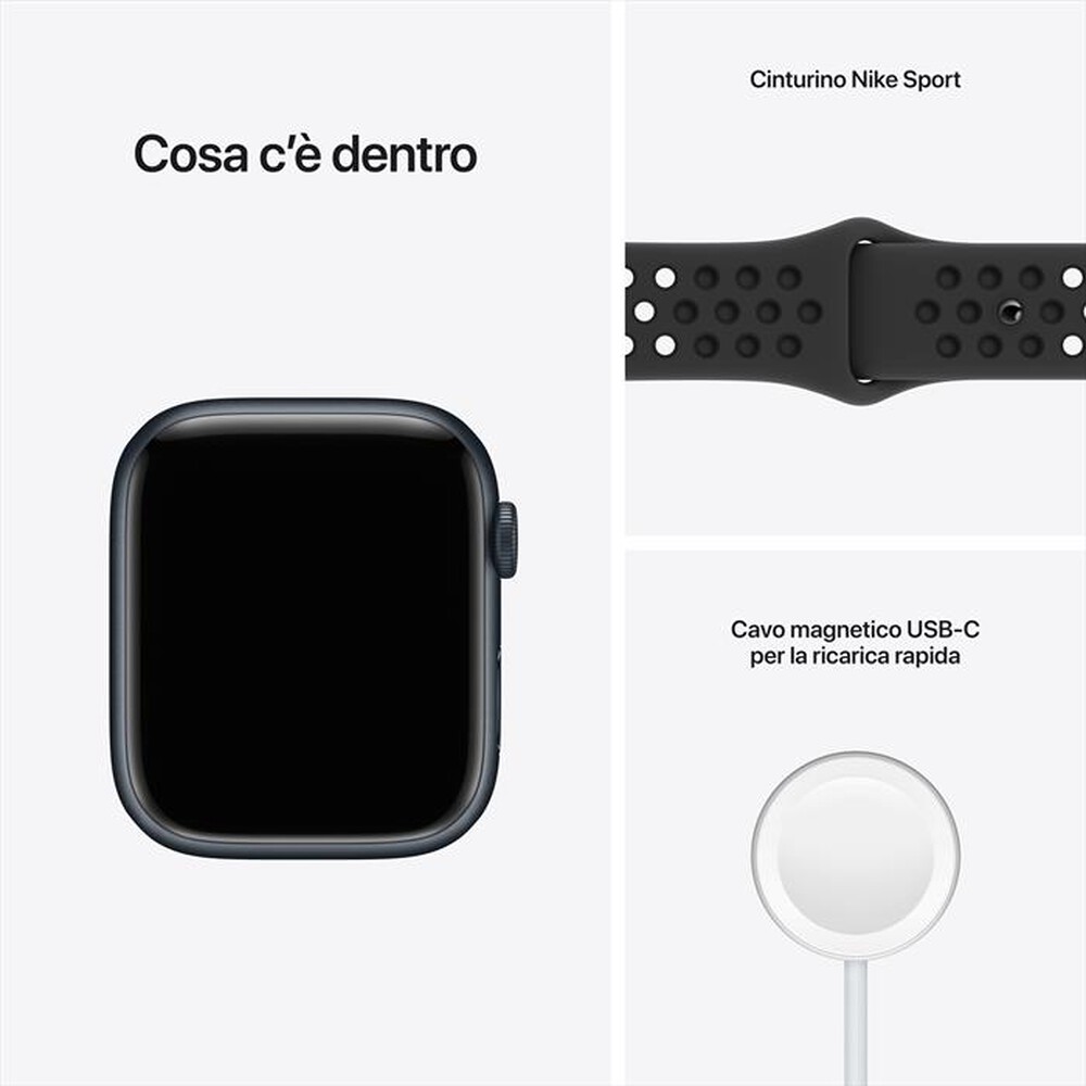 "APPLE - Watch NIKE Series 7 GPS+Cellular 45mm Allu-Mezzanotte Sport AntraciteNero"