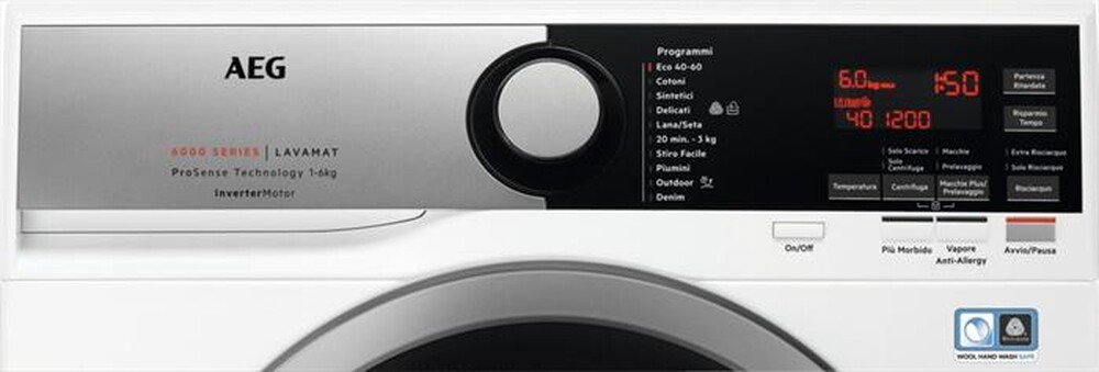 Immagine del prodotto AEG - Lavatrice slim L6SE62S 6 Kg Classe C-Bianco/Obl&ograve; Silver