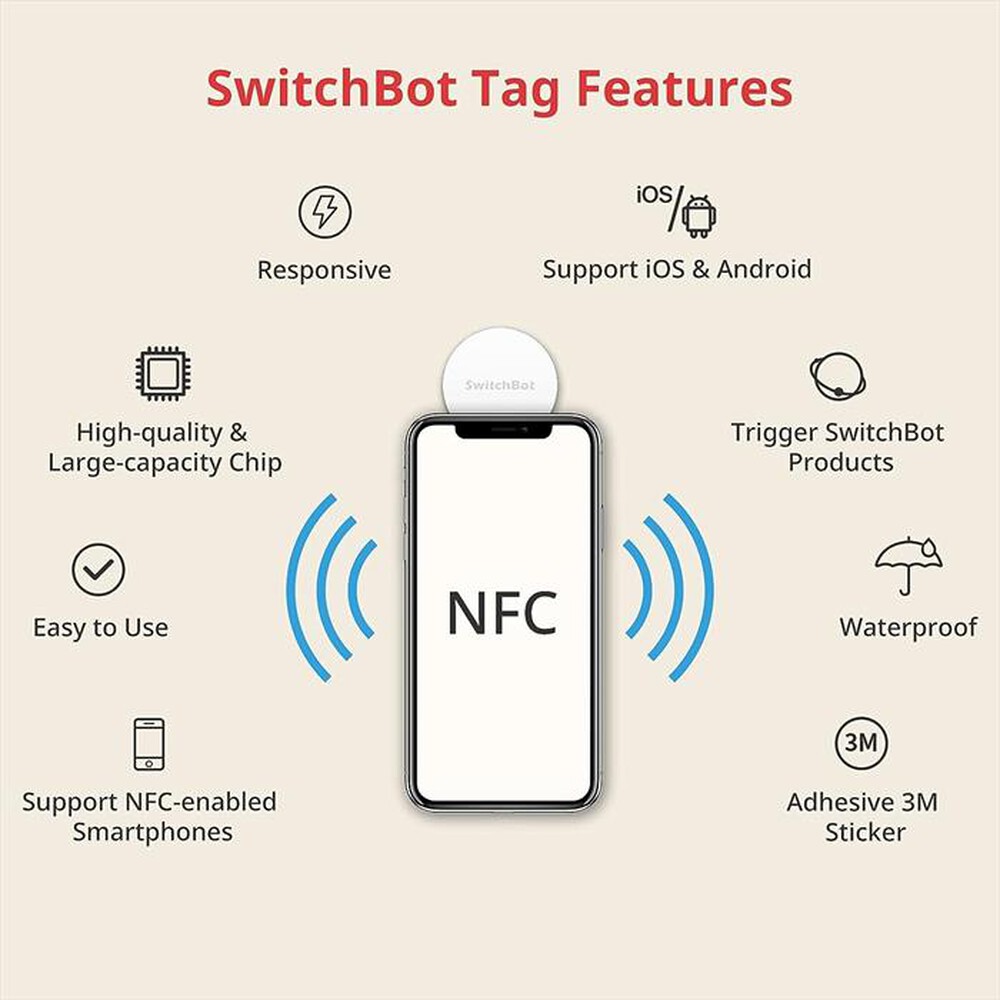 "SWITCHBOT - Confezione di 3 NFC TAG-BIANCO"