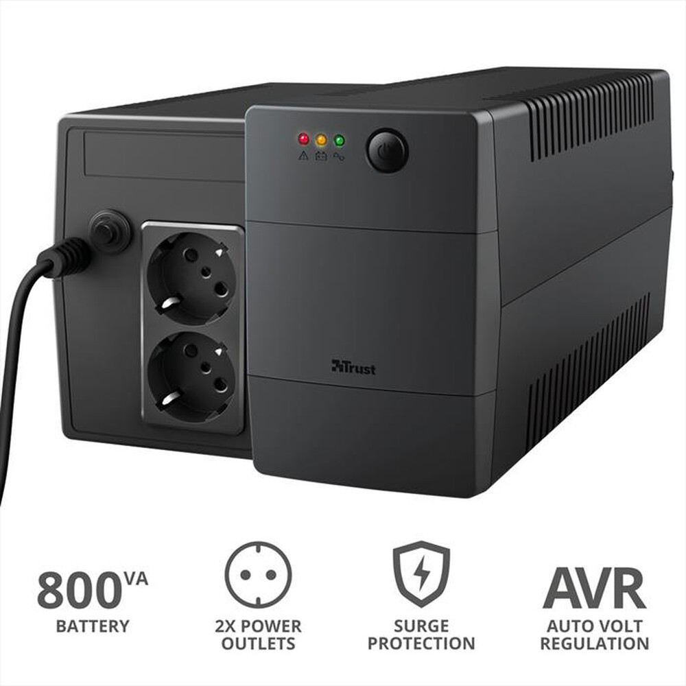 "TRUST - PAXXON 800VA UPS 2 OUTLETS-Black"