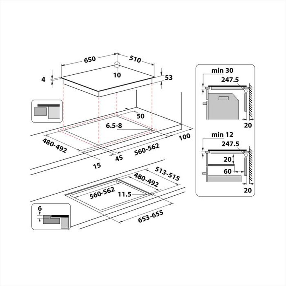 "WHIRLPOOL - Piano cottura elettrico SMO 658C/NE HOB WP 65 cm-Nero"