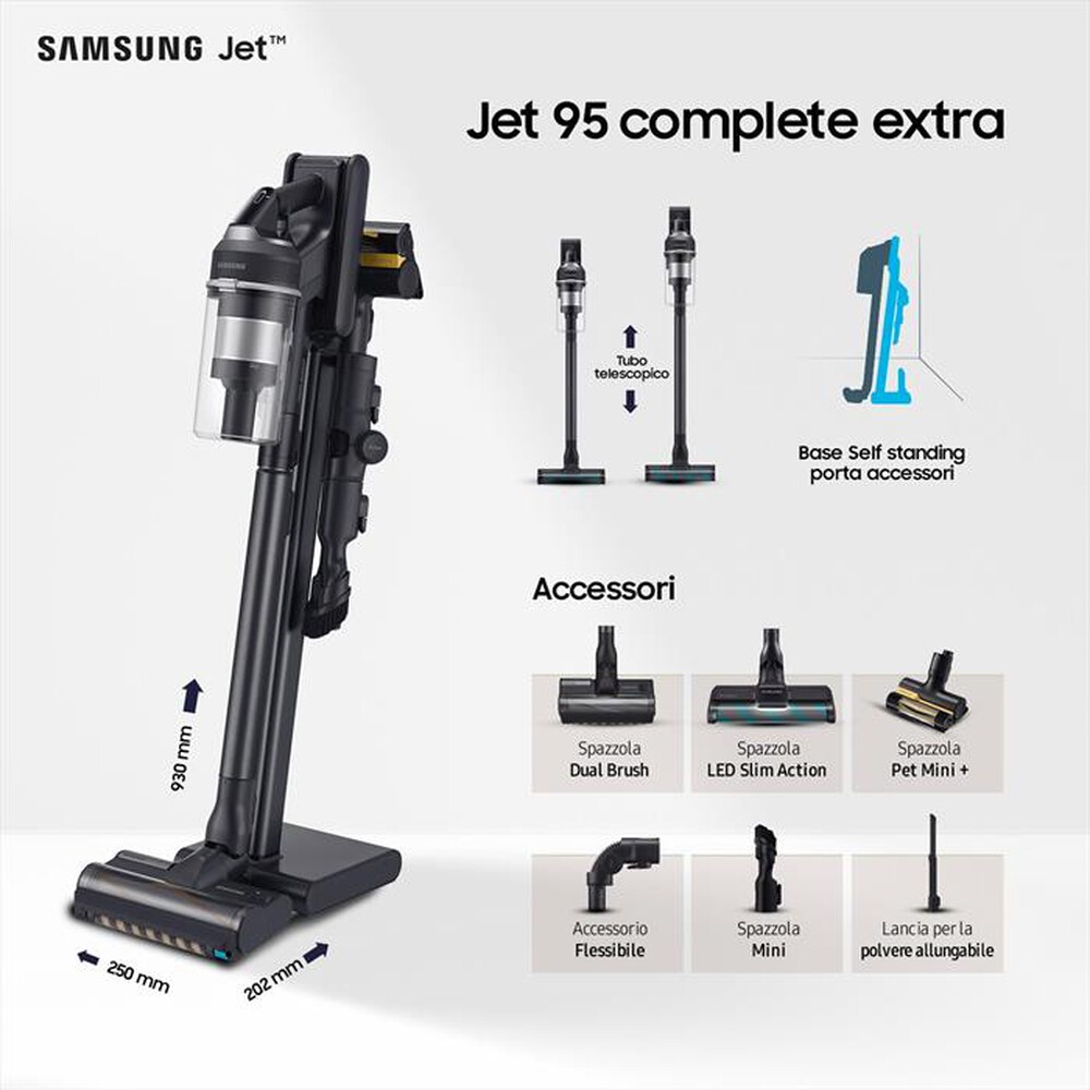"SAMSUNG - Scopa elettrica JET 95 COMPLETE EXTRA VS20C9554TK-SATIN BLACK"