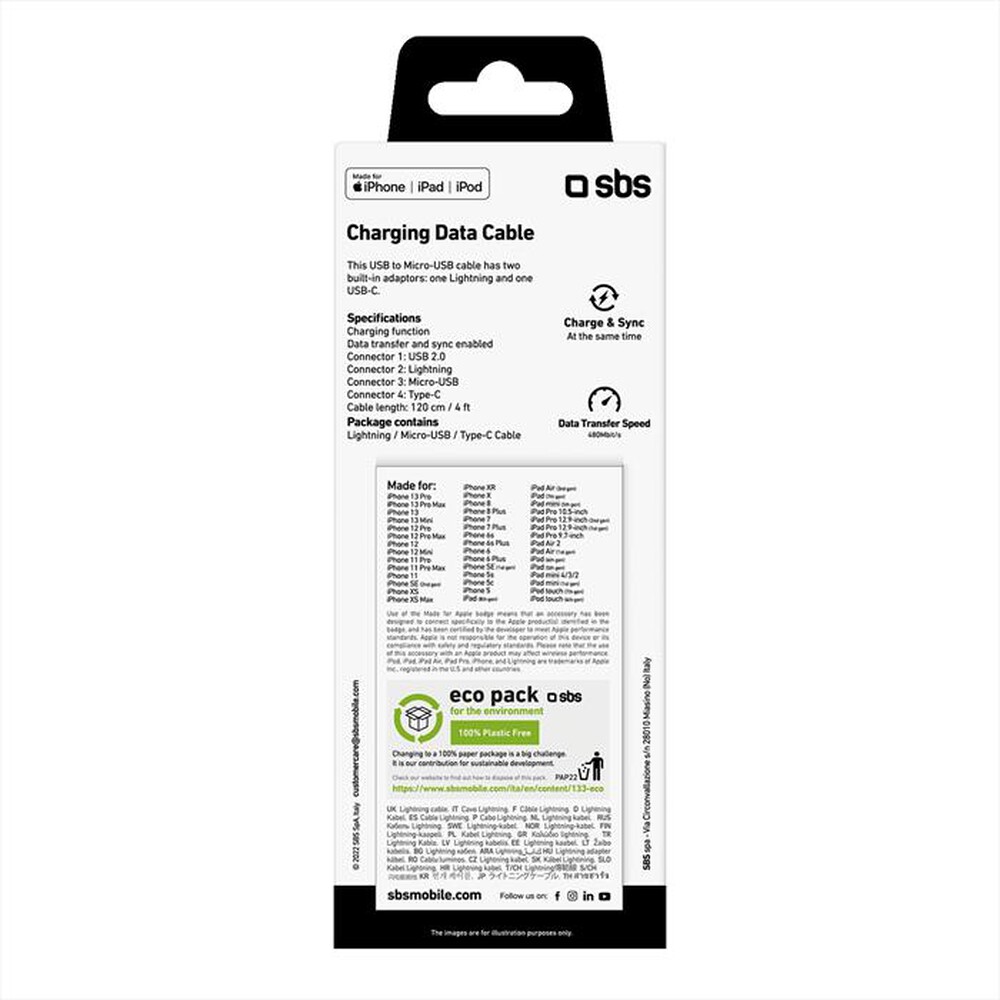 Immagine del prodotto SBS - Cavo TECABLEUSBIP531BW-Nero