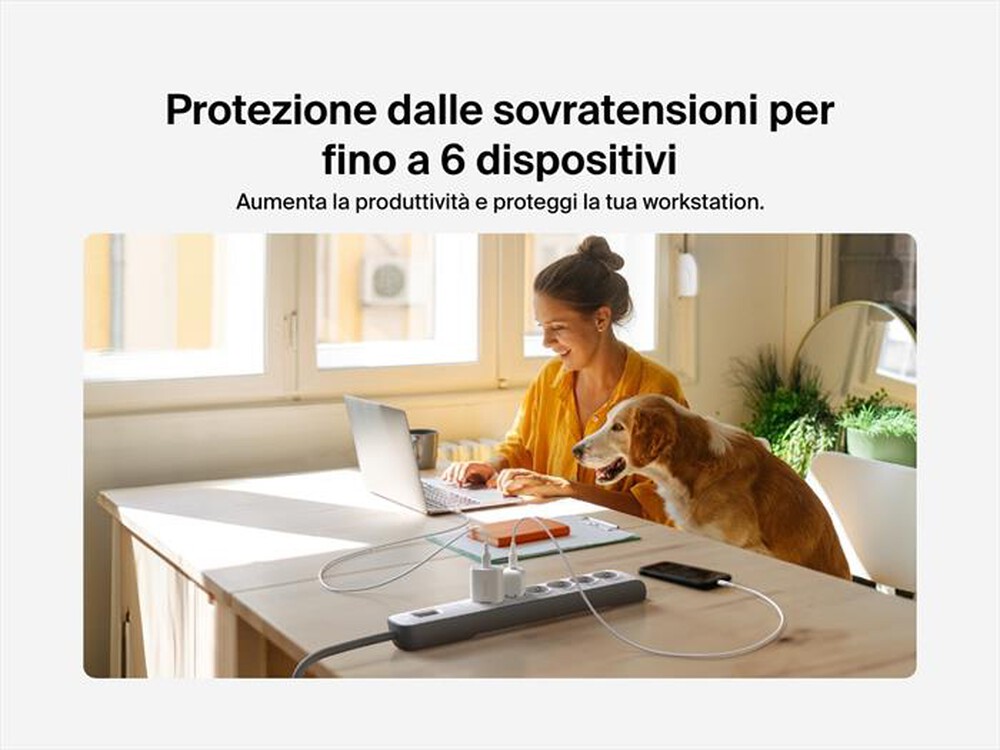 Immagine del prodotto BELKIN - Protezione da sovraccarico - 6 prese AC - Cavo 2mt-Bianco