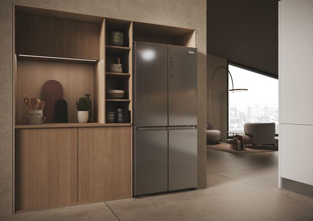 "HAIER - Frigorifero 4 porte HCR3818ENMM Classe E 467 lt-Platino, Stainless steel"