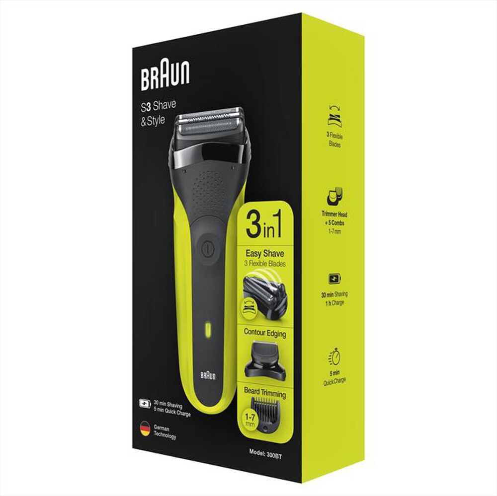 "BRAUN - Series 3 Shave&Style 300BT-Nero/Verde"