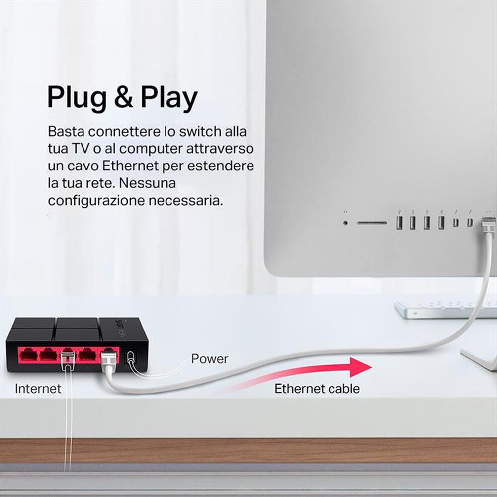 Immagine del prodotto MERCUSYS - 5-PORT 10/100/1,000 MBPS DESKTOP SWITCH-nero