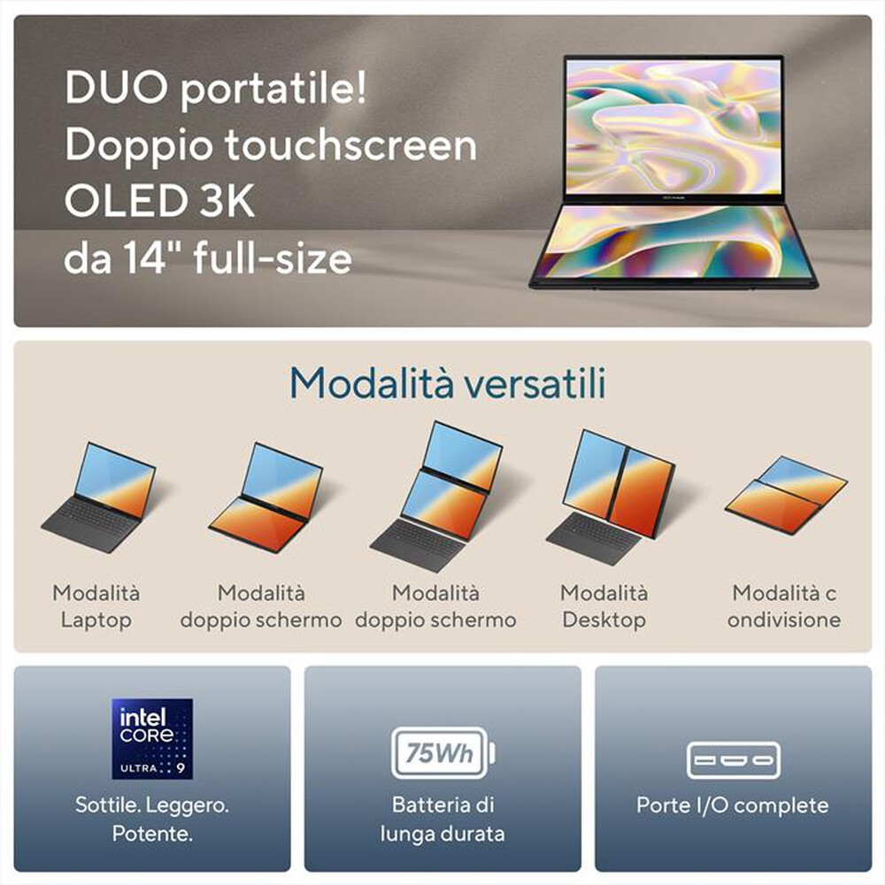 Immagine del prodotto ASUS - Zenbook Duo OLED UX8406CA-PZ961W-Inkwell Gray