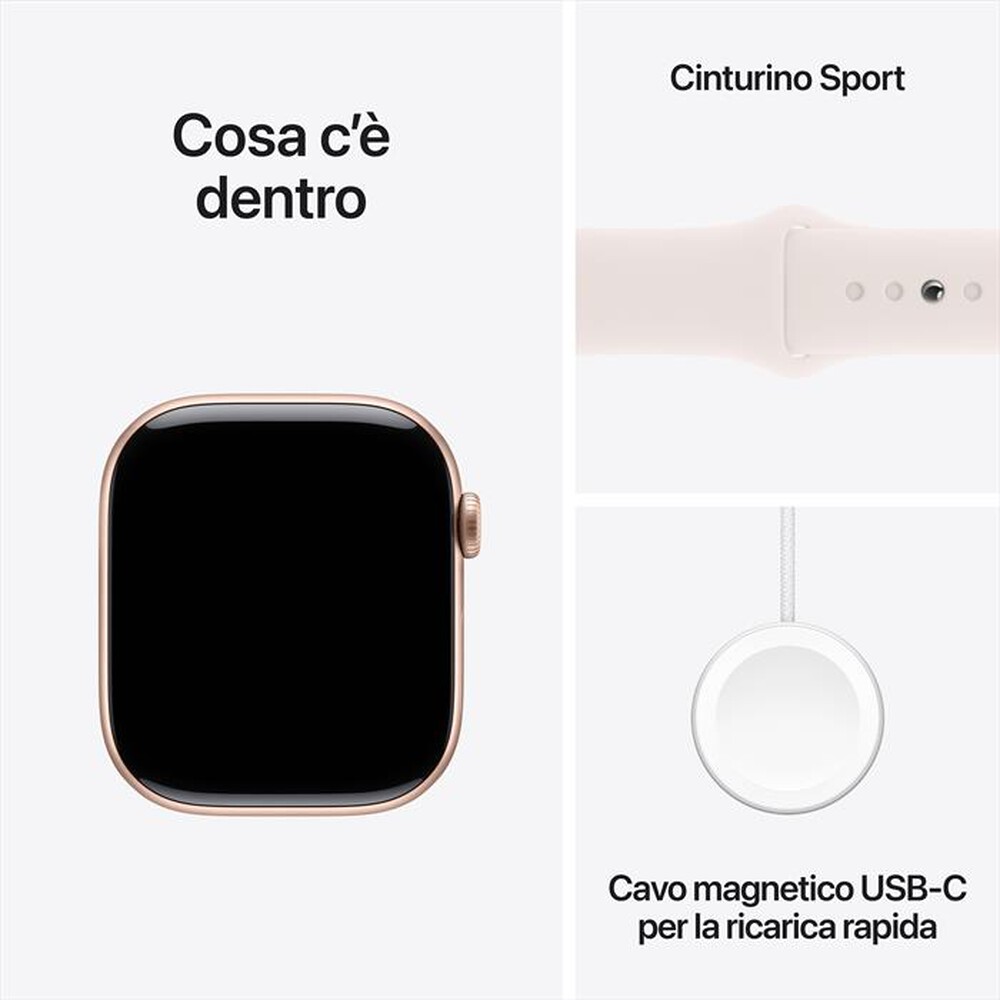 "APPLE - Watch Series 10 GPS 46mm Alluminio-Oro Rosa - Sport Band Rosa S/M"