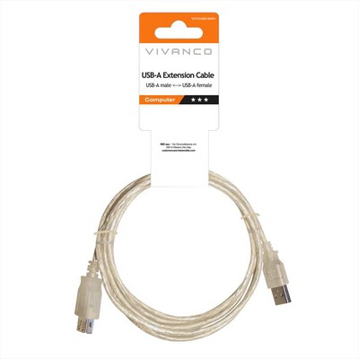 SBS - USB 2.0 comp. extention,pl.A-socket A,1,8m-Trasparente