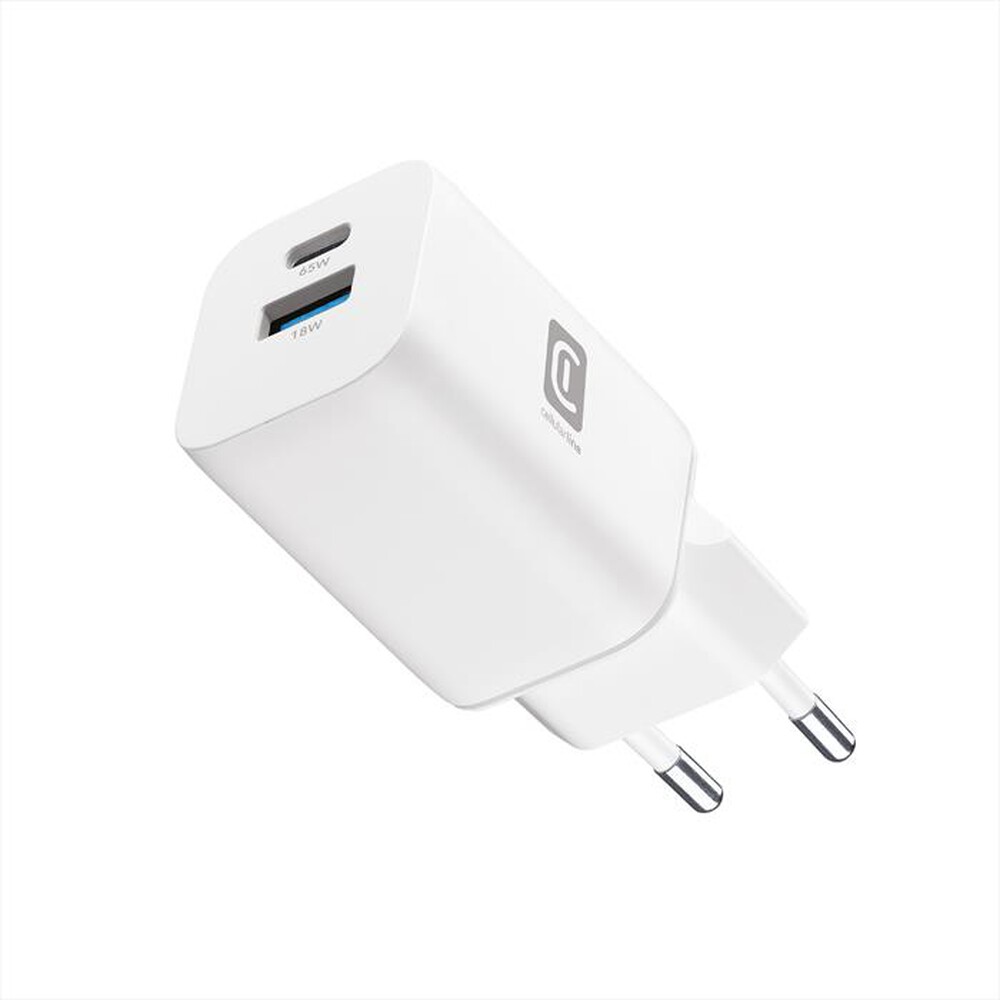 Immagine del prodotto CELLULARLINE - Caricatore Multiporta GaN 65W Dual USB-A + USB-C-Bianco