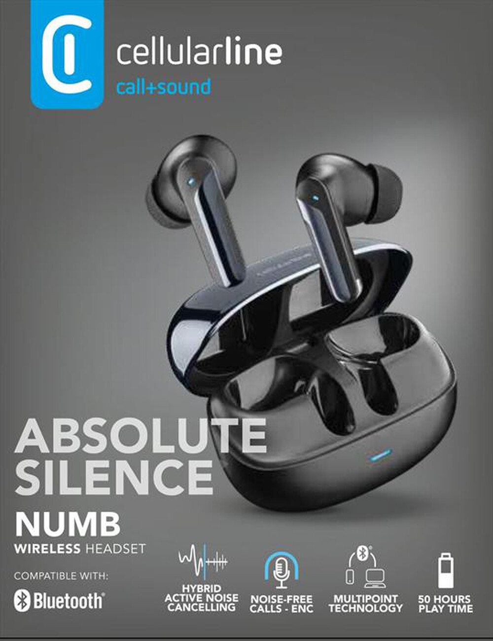 Immagine del prodotto CELLULARLINE - Auricolari NUMB BLUETOOTH CON HYBRID ANC-Nero