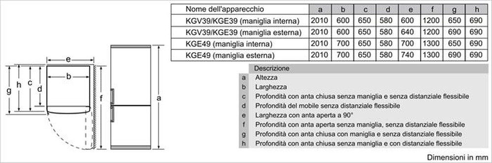"BOSCH - Frigorifero combinato KGV39VLEAS Classe E-Metal look"