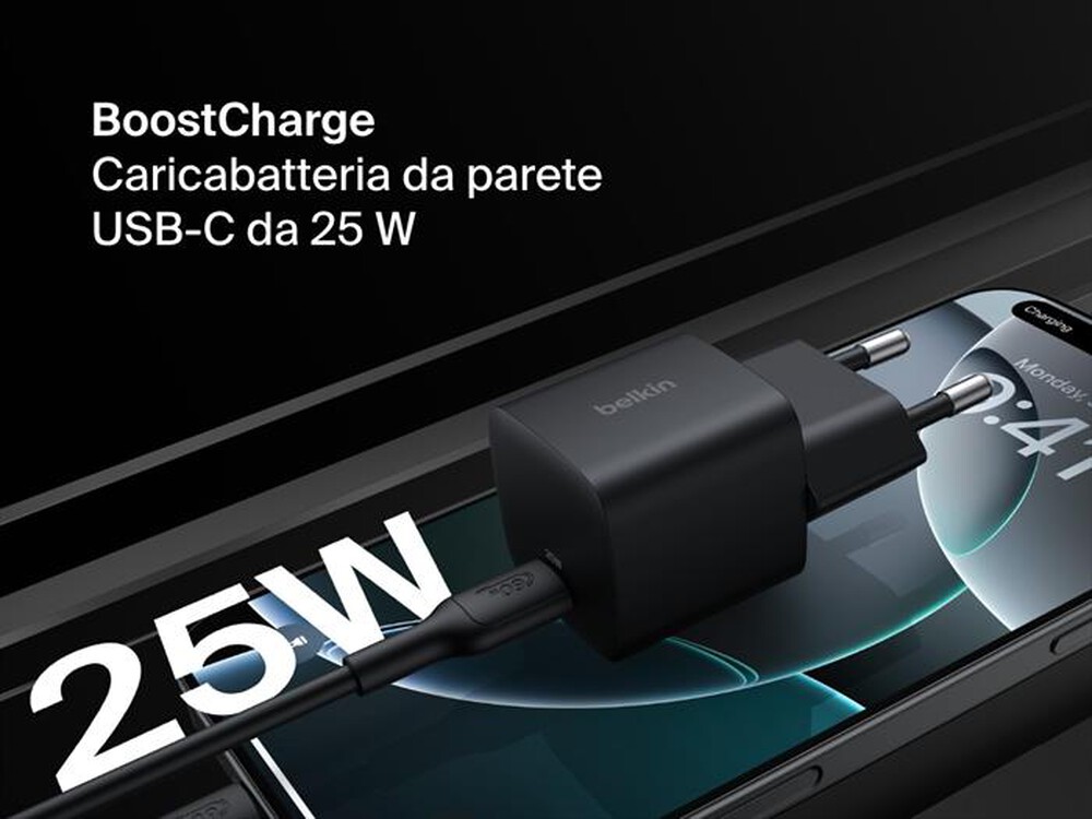 Immagine del prodotto BELKIN - Caricabatteria da parete USB-C da 25 W BoostCharge-Nero