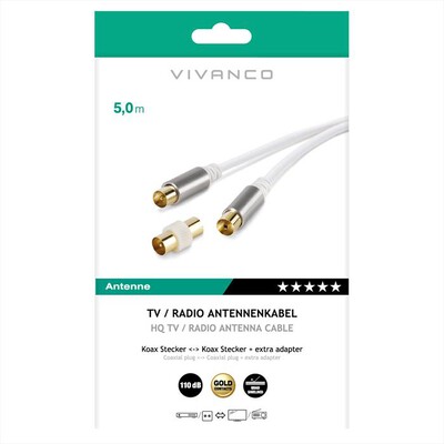 SBS - Cavo antenna cavo 5m 110dB-Bianco