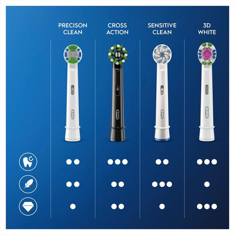"ORAL-B - Testine Crossaction Con CleanMaximiser, 3 Pezzi-Nero"