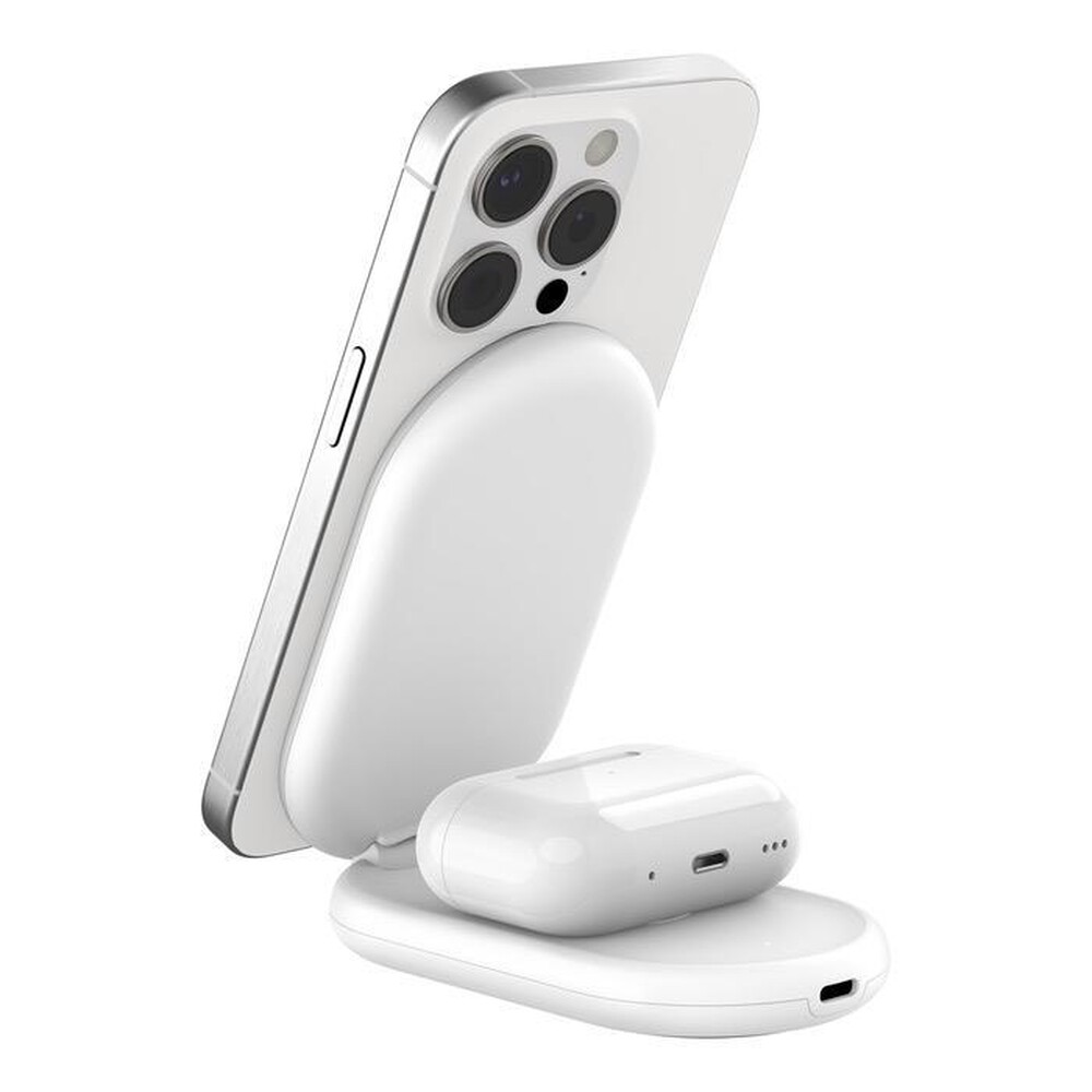 "BELKIN - SUPPORTO DI RICARICA WIRELESS 2IN1 15W QI2-Bianco"