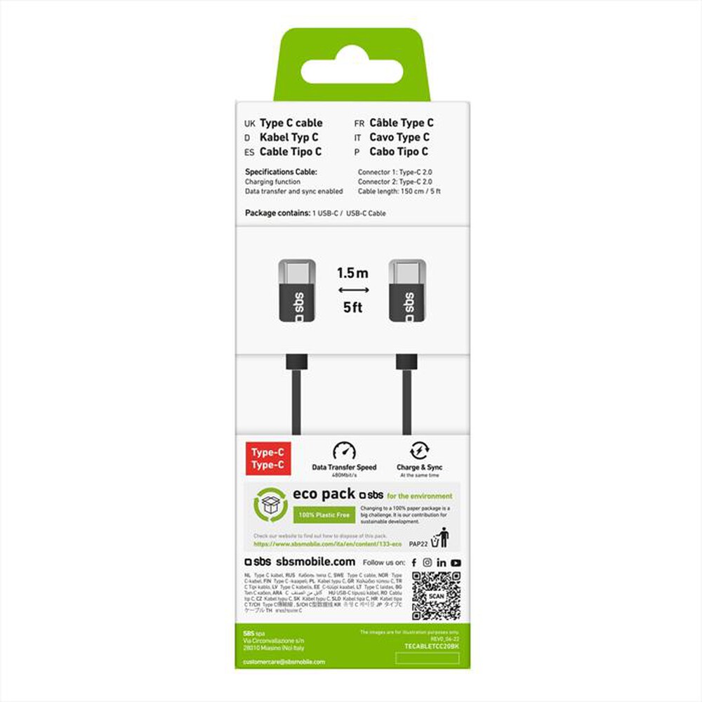 Immagine del prodotto SBS - Cavo type C TECABLETCC20BK-Grigio