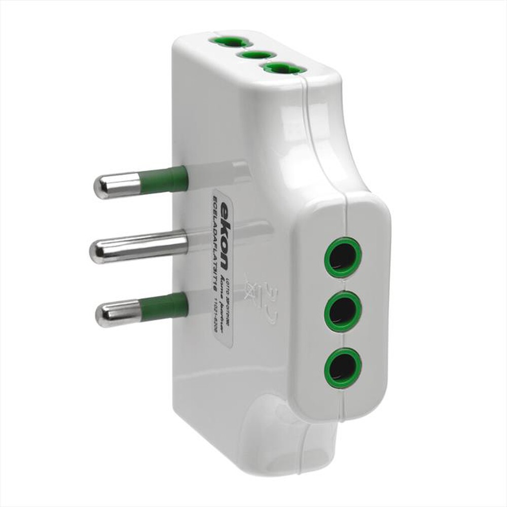 EKON - Adattatore triplo piatto 10A-Bianco