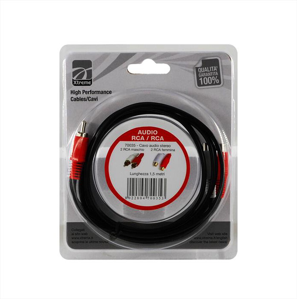Immagine del prodotto XTREME - CAVO AUDIO 2 RCA-NERO