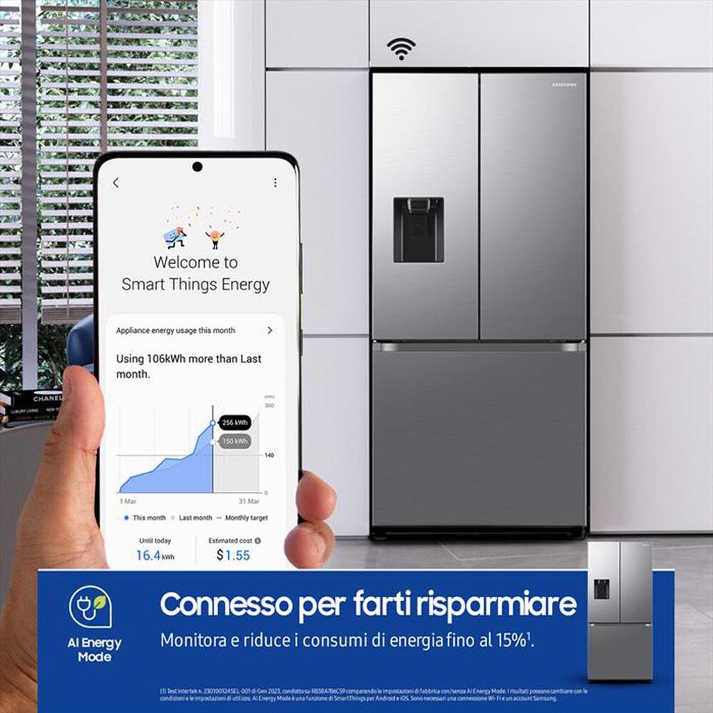 "SAMSUNG - Frigorifero 3 porte RF50C530ES9/EF Classe E 495 lt-METAL INOX"