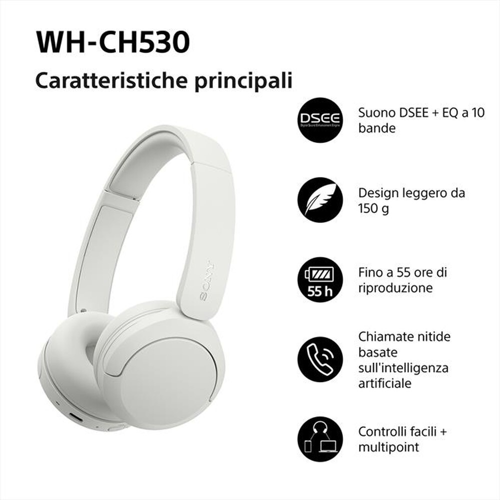Immagine del prodotto SONY - Cuffie Bluetooth On-ear WH-CH530-White