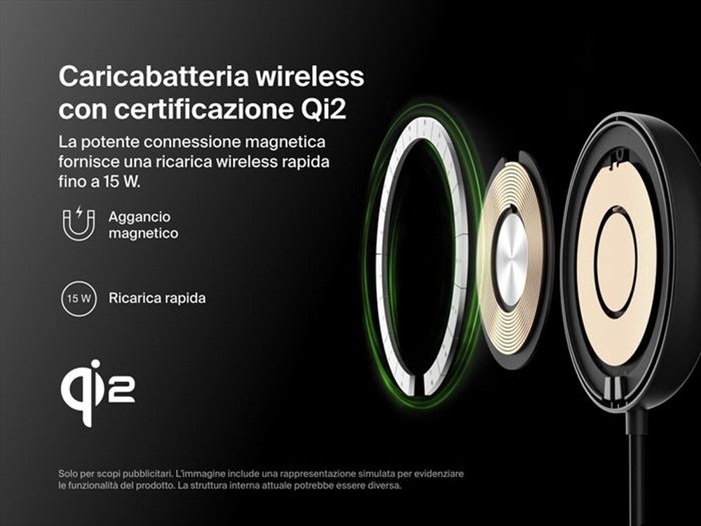 Immagine del prodotto BELKIN - TAPPETINO DI RICARICA WIRELESS MAGNETICA QI2 15W-Nero