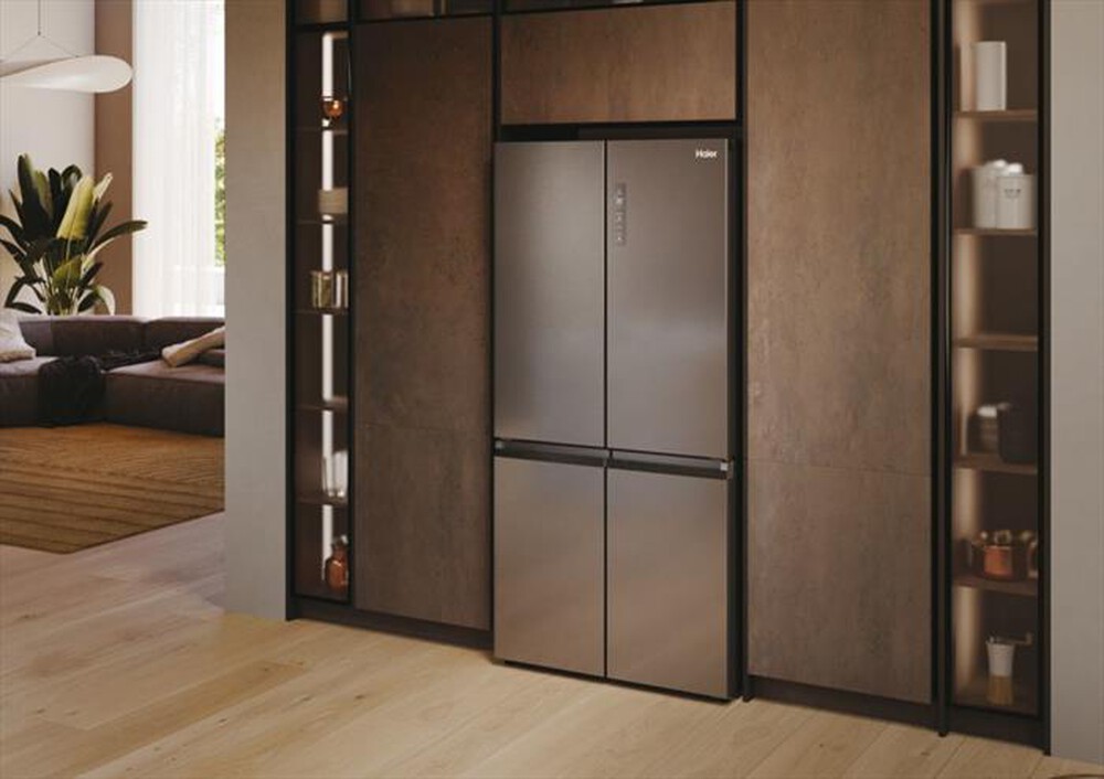 "HAIER - Frigorifero 4 porte HCR79F19ENMM Classe E 646 lt-Platino, Acciaio inossidabile"