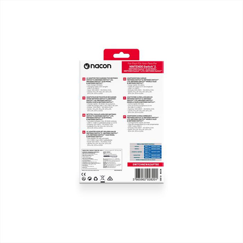 Immagine del prodotto NACON - ADATTATORE AC SWITCH 2 E TUTTE, 65W, SWITCH 2-Nero