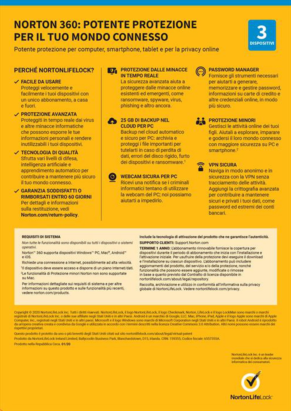 "NORTON - Norton 360 Deluxe 2021 Antivirus 3 Dispositivi"