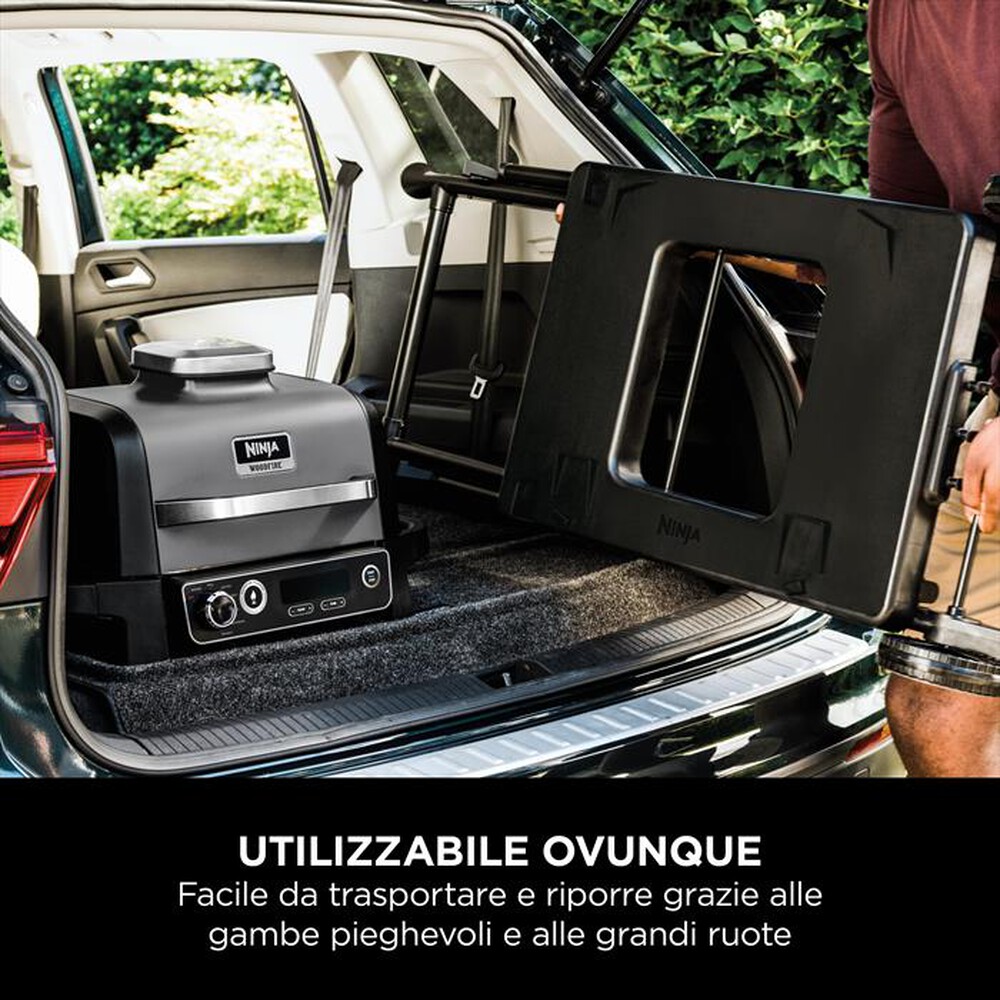 "NINJA - Carrello pieghevole BBQ elettrico Woodfire-NERO"
