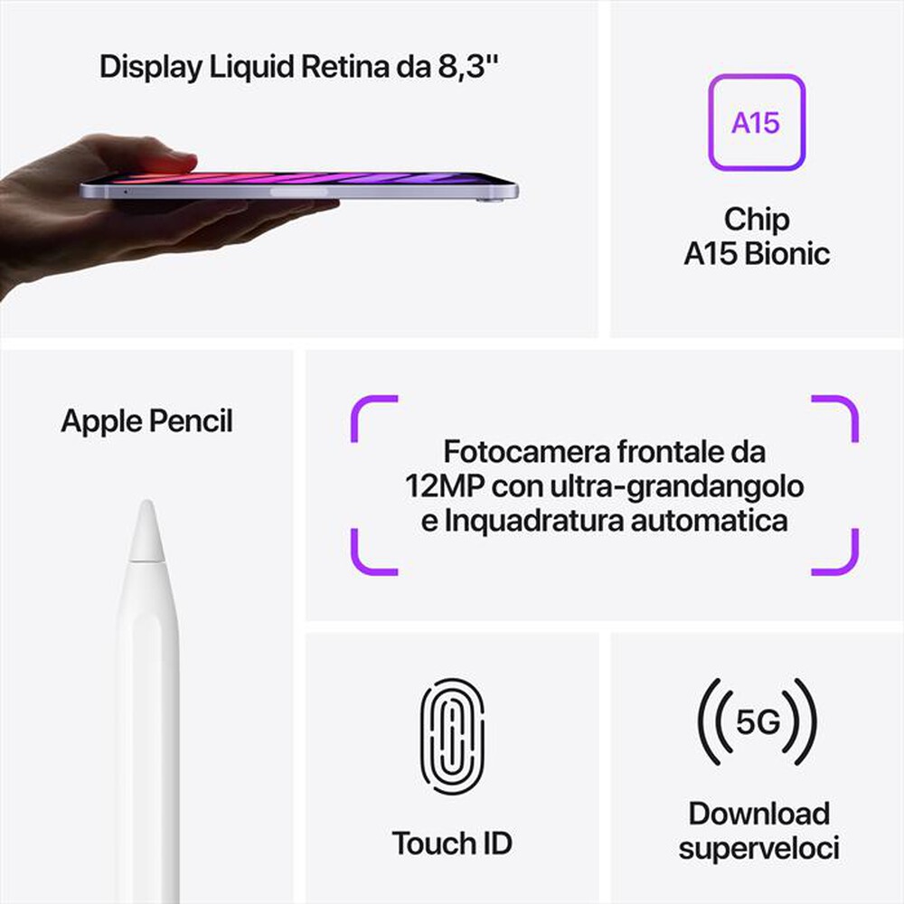 "APPLE - iPad mini Wi-Fi + Cellular 64GB-Purple"