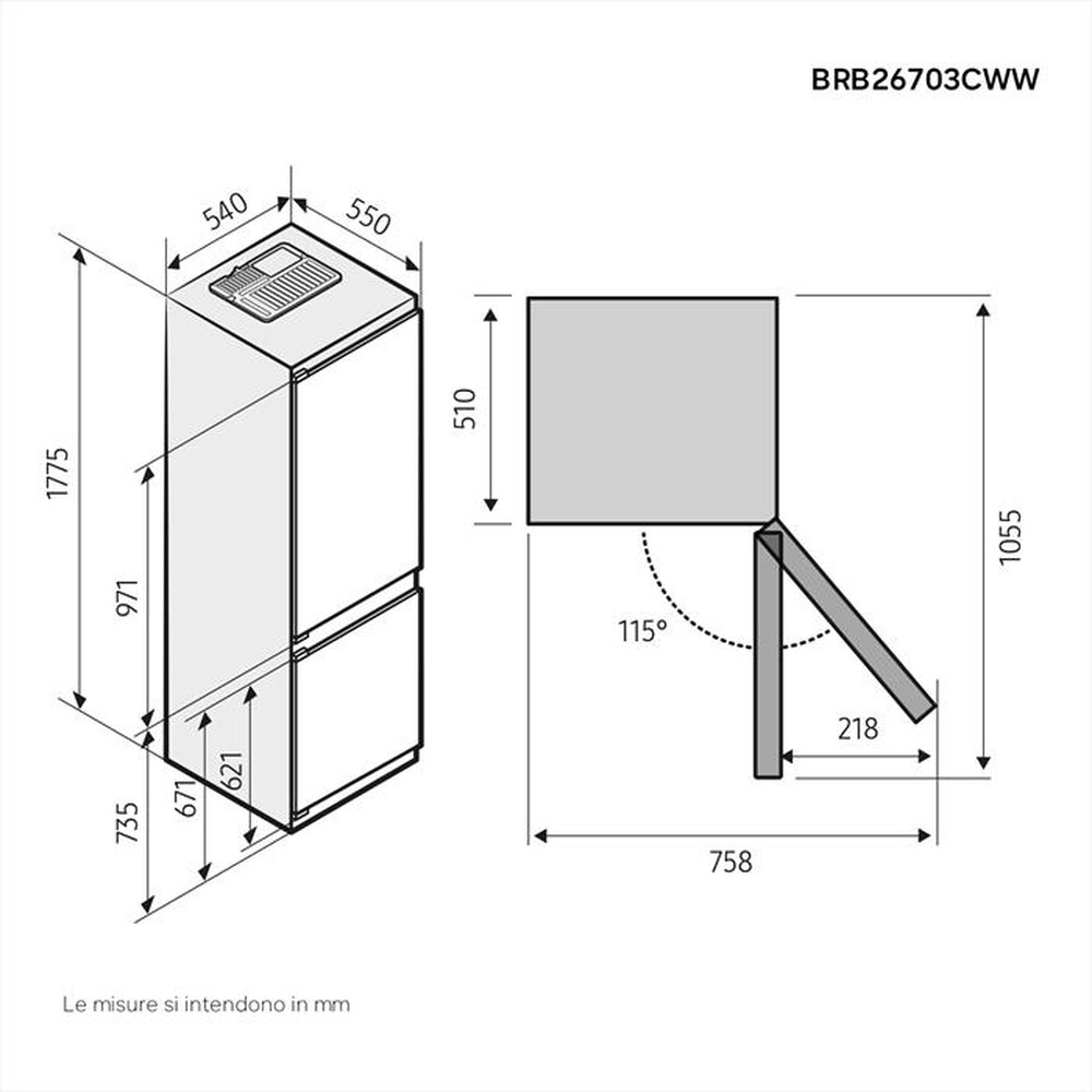 Immagine del prodotto SAMSUNG - Frigorifero incasso BRB26703CWW/EF Classe C 267lt-Bianco
