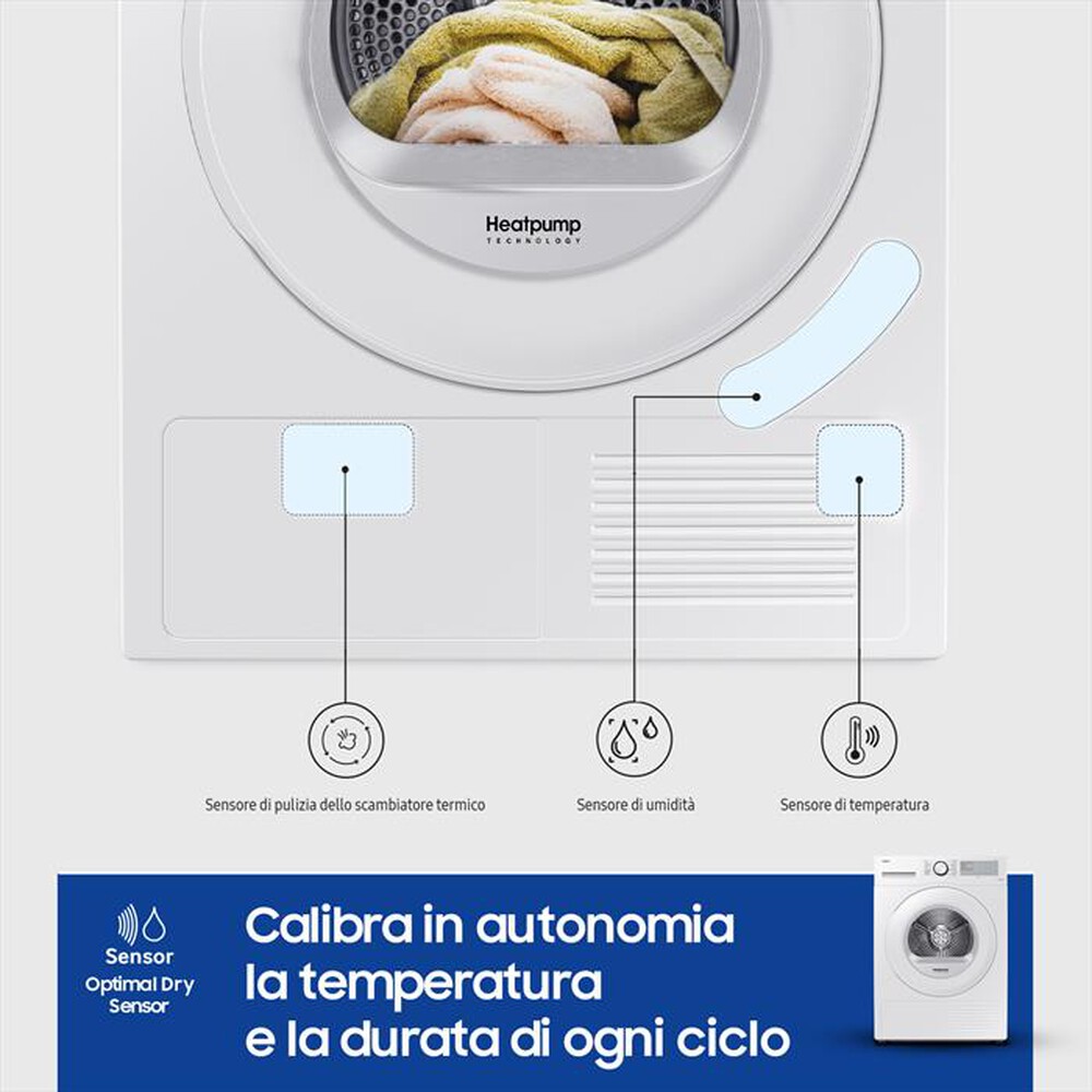 "SAMSUNG - Asciugatrice DV80CGC2B0THET 8 Kg Classe A+++-bianca display silver"