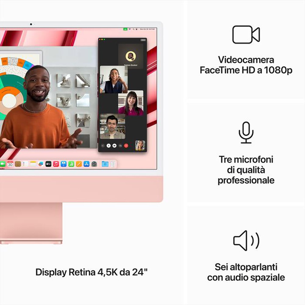 "APPLE - IMAC RETINA 24'' 4.5K M3 CORE 8 CPU 10 GPU 512GB-Rosa"