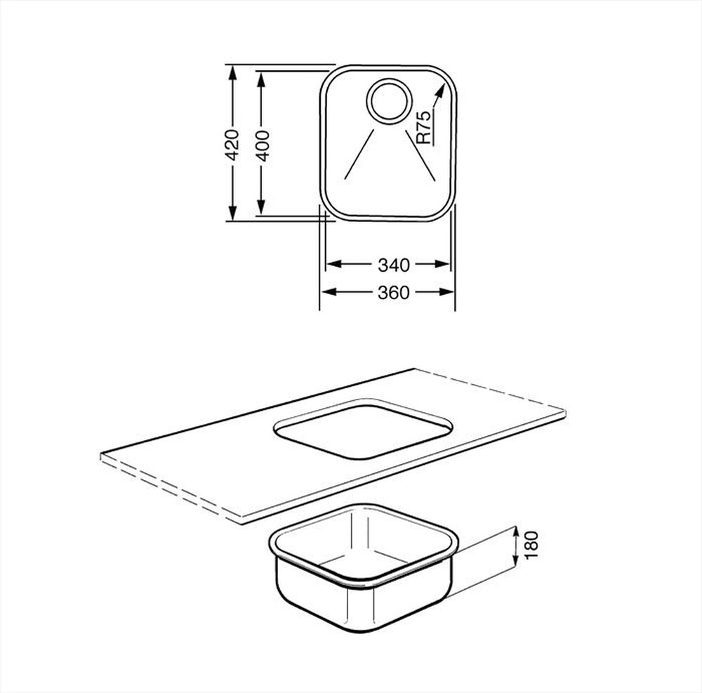 Immagine del prodotto SMEG - Lavello lineare UM40 1 vasche-inox