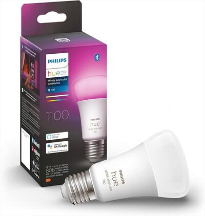 PHILIPS - HUE WHITE AND COLOR AMBIANCE LAMPADINA E27 9W-Bianco,  PHILIPS - HUE WHITE AND COLOR AMBIANCE LAMPADINA E27 9W-Bianco