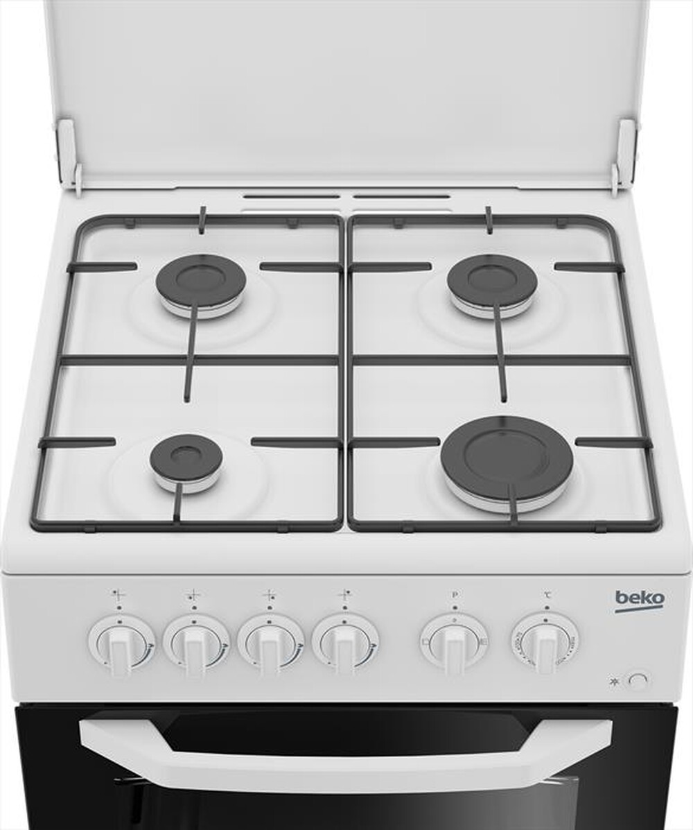 "BEKO - Cucina a gas CSS42014FW-Nero, Bianco"