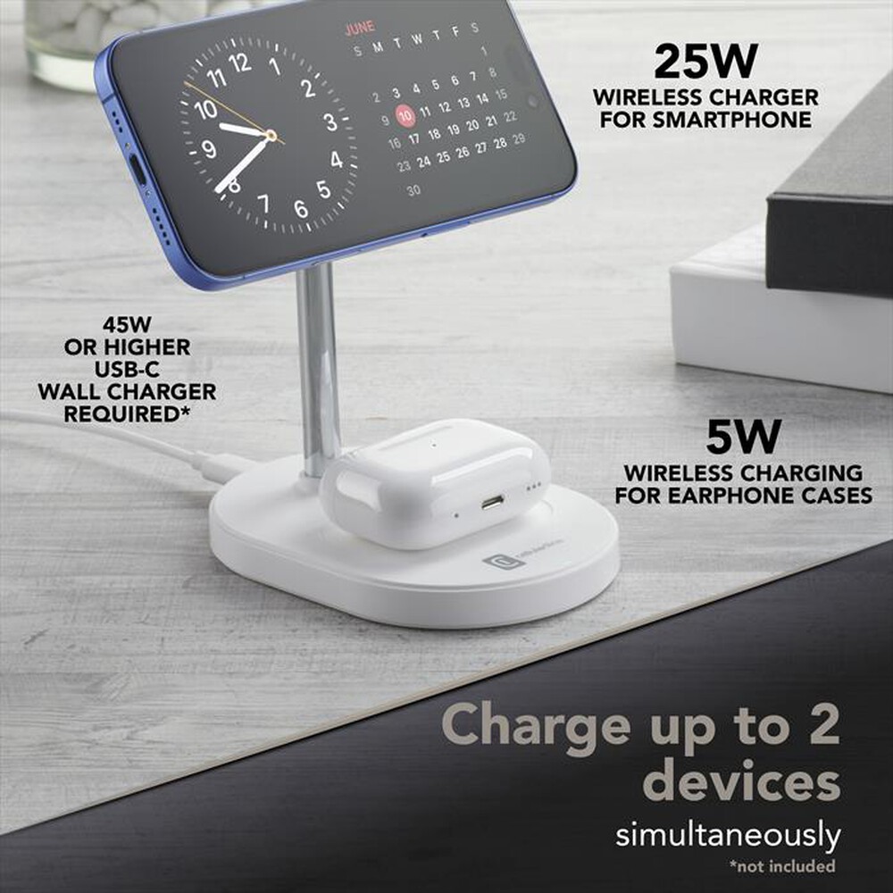 Immagine del prodotto CELLULARLINE - Station ricarica wireless 2in1 MAG DUO QI2.2 25W-Bianco