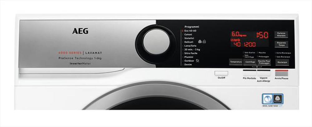 "AEG - Lavatrice slim L6SE62S 6 Kg Classe C-Bianco/Oblò Silver"